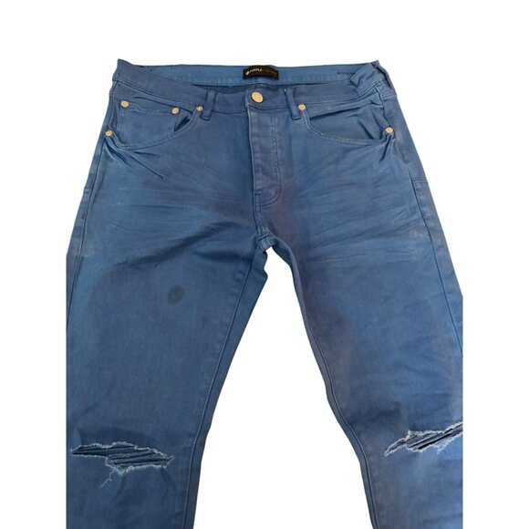 Purple Brand P001 Slim Fit Low Rise Slim Leg R. Blue Jean Men's Pants, Sz 32 NWT - Picture 3 of 13
